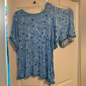 Blue turtle print matching shirt & shorts 3X (22W-24W) 🐢